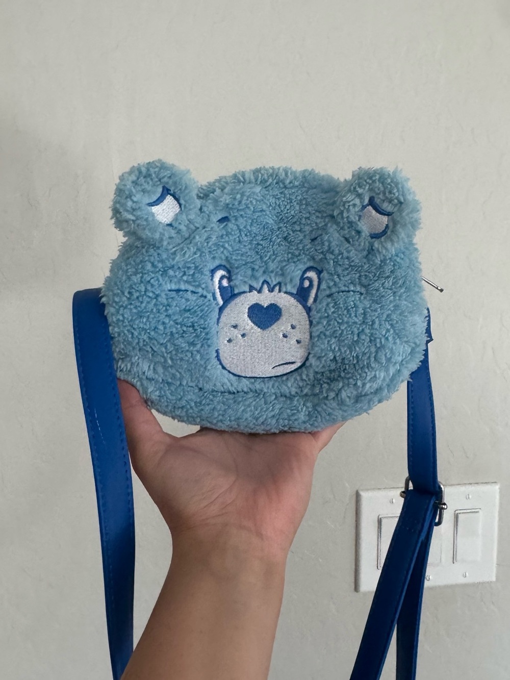 Loungefly Care Bears Grumpy Bear Fuzzy Crossbody Bag